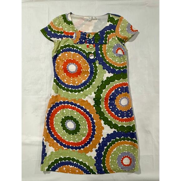 Boden Dress Twiggy Linen Retro Print Shift Dress Size 6 US - Picture 1 of 10